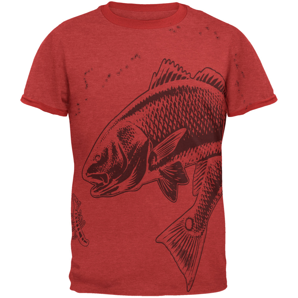 Redfish Red Drum Fish Mens Ringer T Shirt Men's T-Shirts Old Glory 2XL Heather Red-Red 