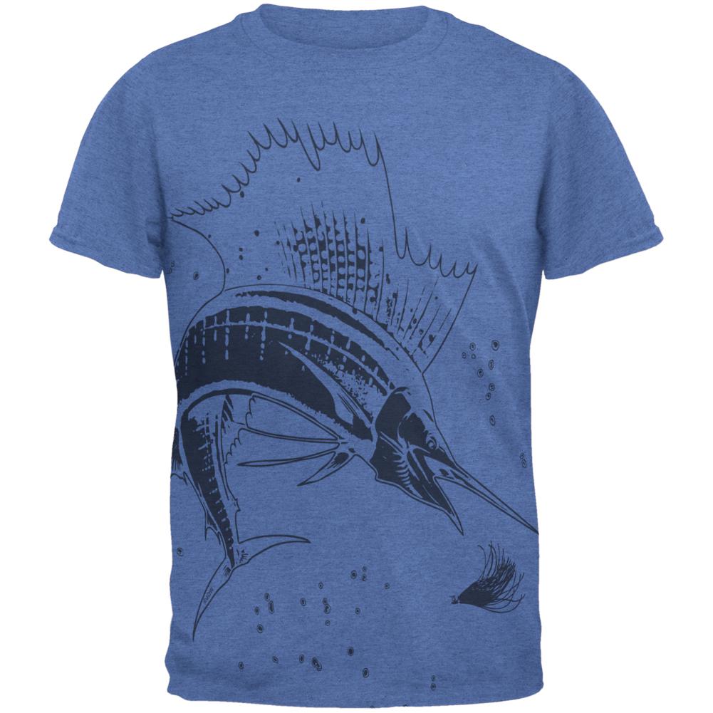 Sailfish Deep Sea Predator Mens T Shirt Men's T-Shirts Old Glory 2XL Heather Royal 