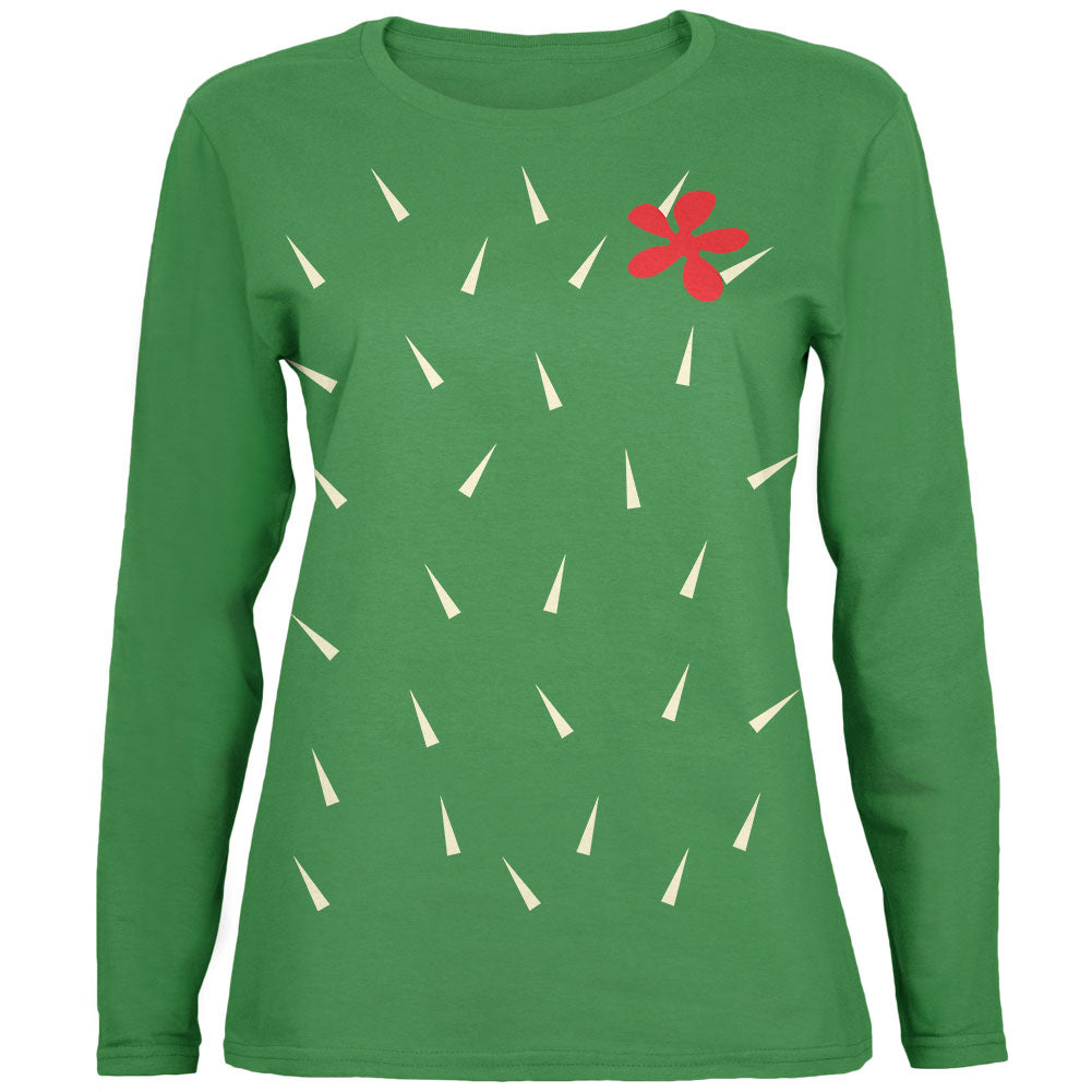 Halloween Cactus Costume Womens Long Sleeve T Shirt Women's Long Sleeves Old Glory 2XL Green 