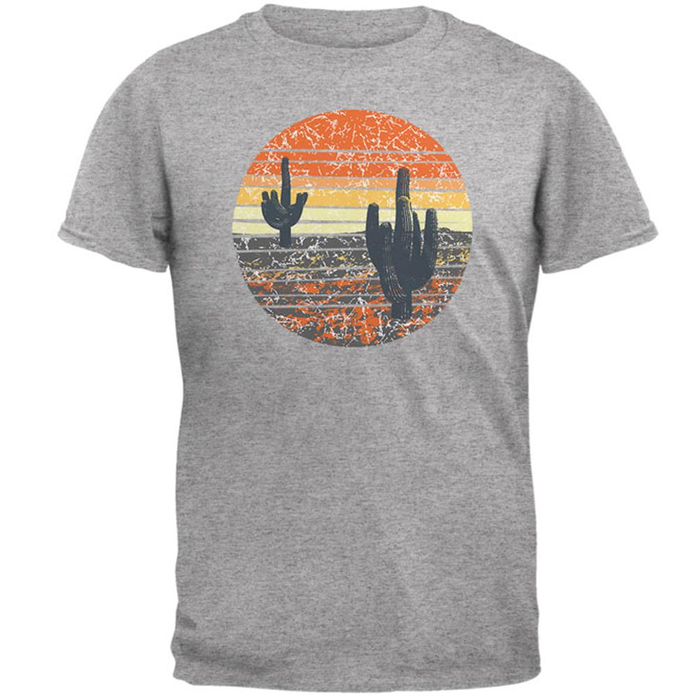 Vintage Cactus Sunset Mens T Shirt Men's T-Shirts Old Glory 2XL Grey 