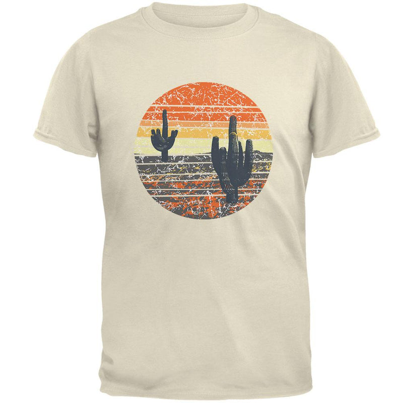 Vintage Cactus Sunset Mens T Shirt Men's T-Shirts Old Glory 2XL White 