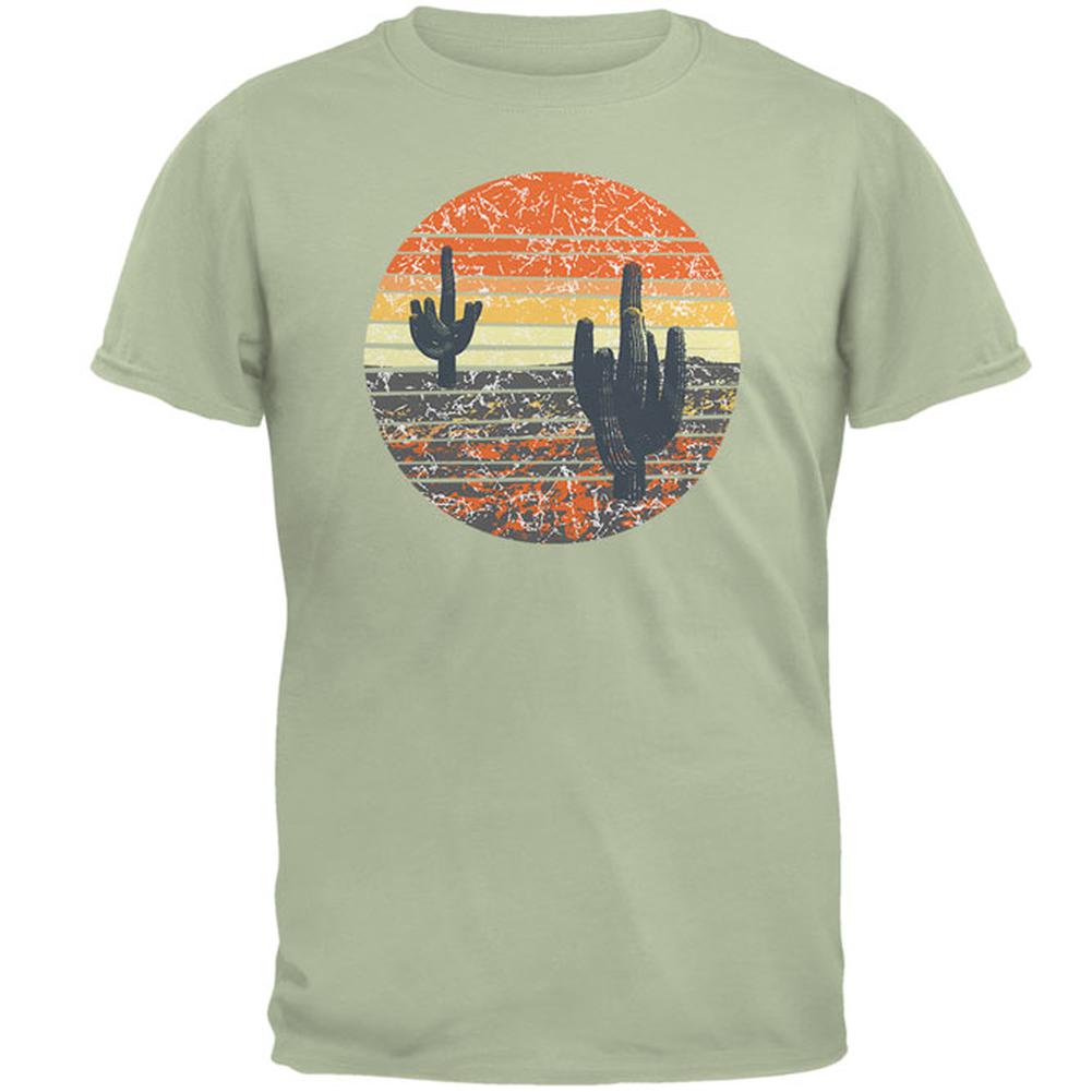 Vintage Cactus Sunset Mens T Shirt Men's T-Shirts Old Glory 2XL Green 