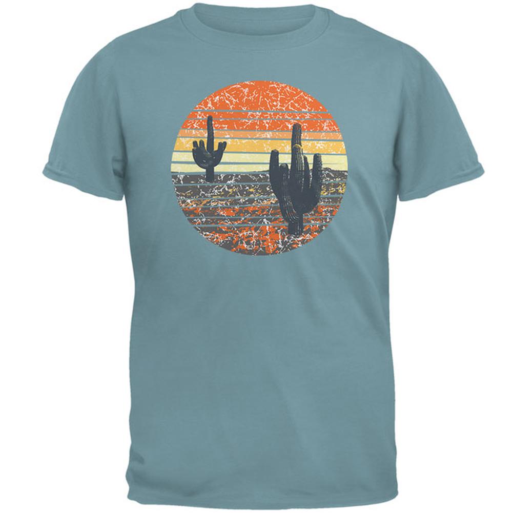 Vintage Cactus Sunset Mens T Shirt Men's T-Shirts Old Glory 2XL Blue 