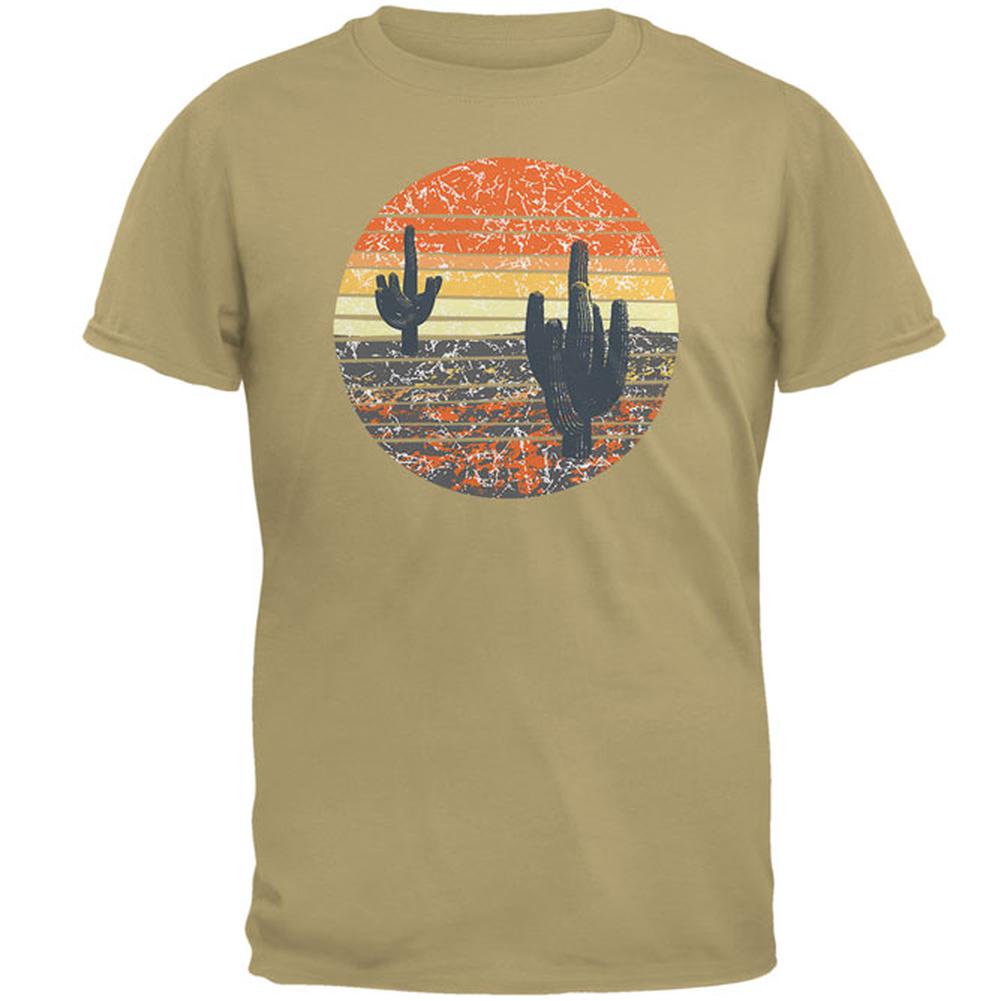 Vintage Cactus Sunset Mens T Shirt Men's T-Shirts Old Glory 2XL Beige 