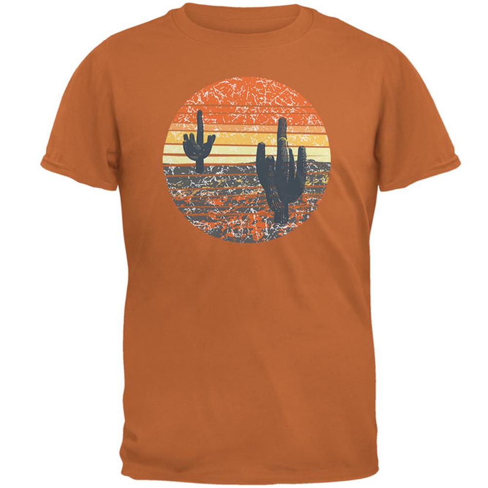 Vintage Cactus Sunset Mens T Shirt Men's T-Shirts Old Glory 2XL Orange 