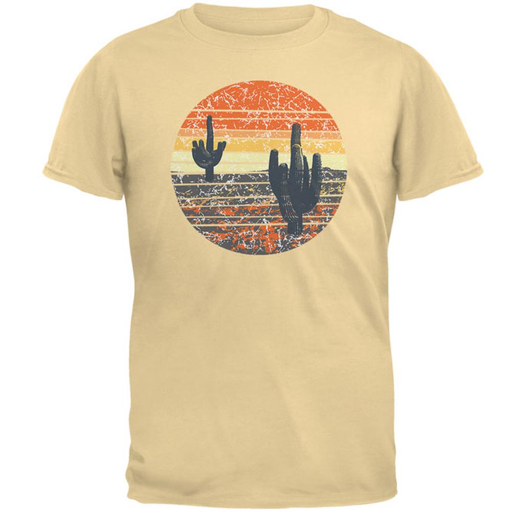 Vintage Cactus Sunset Mens T Shirt Men's T-Shirts Old Glory 2XL Yellow 