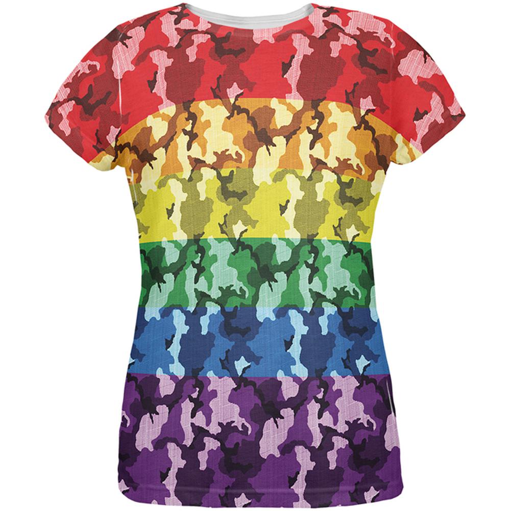 LGBT Camo Pride In The Military All Over Womens T Shirt Women's T-Shirts Old Glory LG Multi 