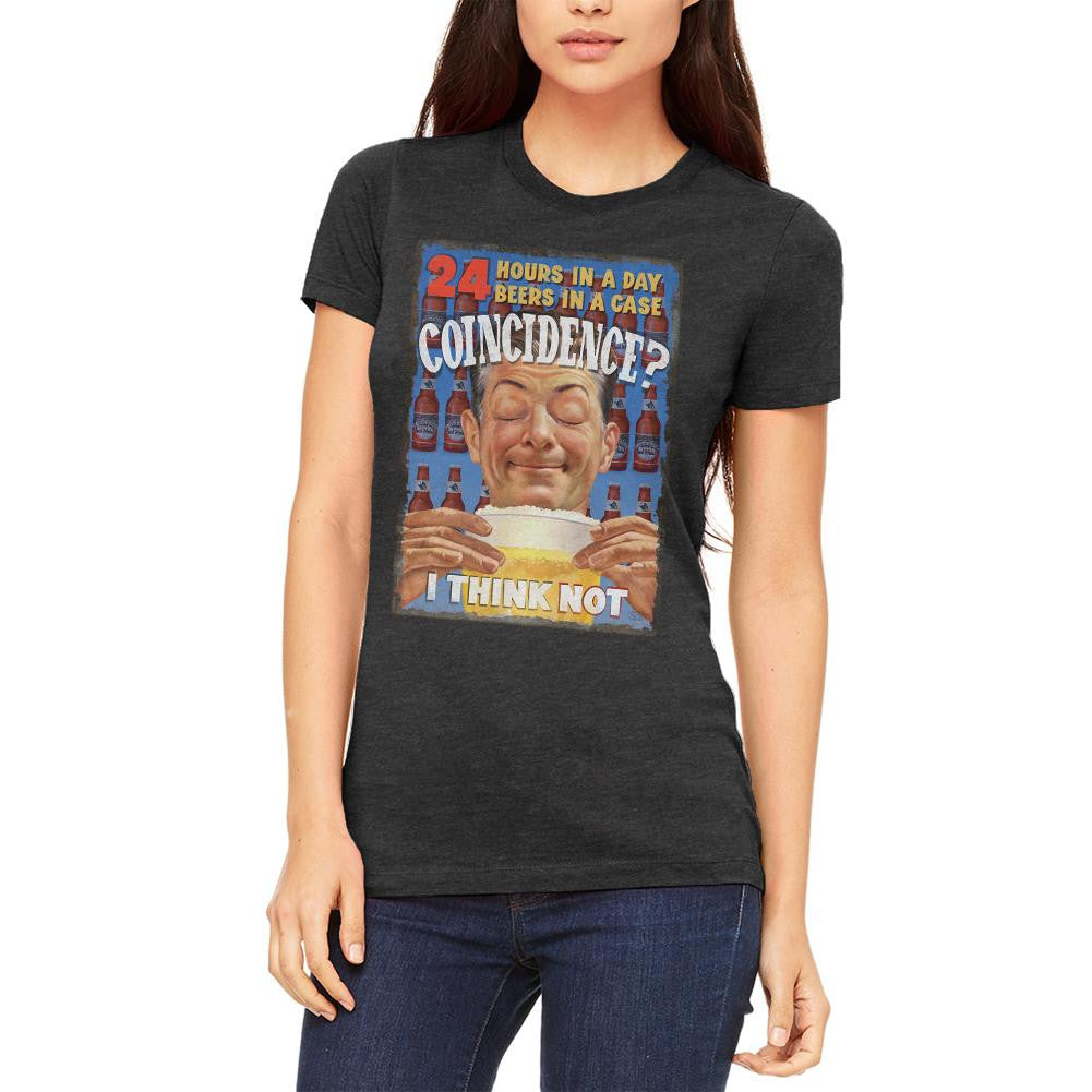 24 Hours Day Beer Case Coincidence Juniors Soft T Shirt Juniors T-Shirts Old Glory SM Black