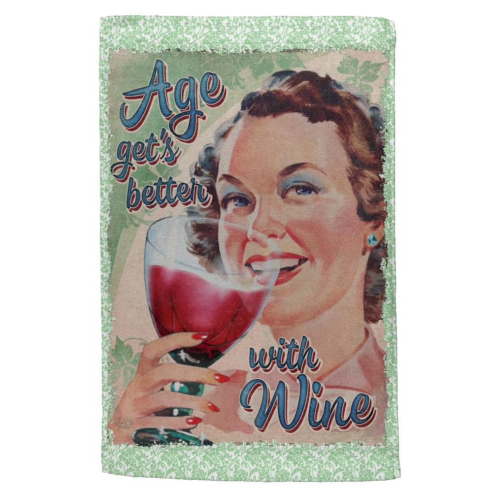 Age Gets Better With Wine All Over Hand Towel Hand Towel Old Glory OS Multi 