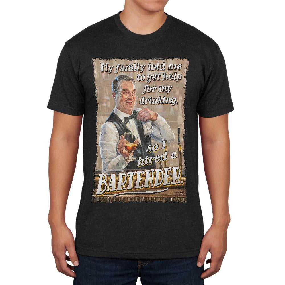 I Hired A Bartender Funny Mens Soft T Shirt Men's T-Shirts Old Glory SM Black 
