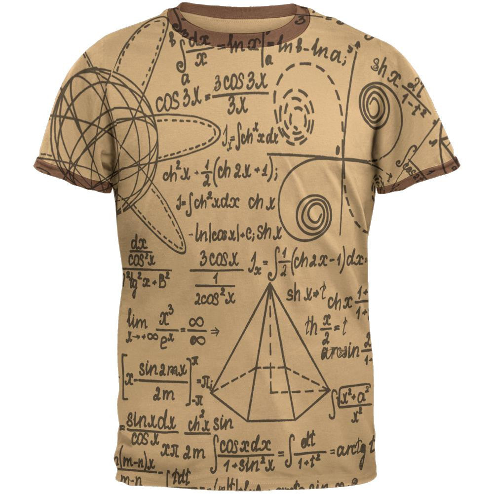 Math Geek Formula Mens Ringer T Shirt Men's T-Shirts Old Glory MD Brown