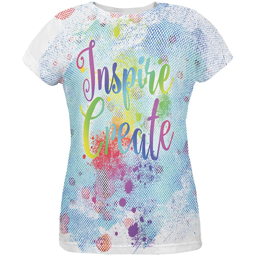 Inspire and Create Half Tone Paint Art All Over Womens T Shirt Women's T-Shirts Old Glory LG Multi 