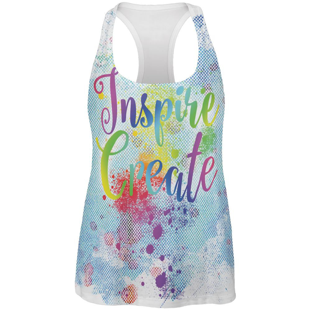 Inspire and Create Half Tone Paint Art All Over Womens Work Out Tank Top Women's Tank Tops Old Glory 2XL Multi 