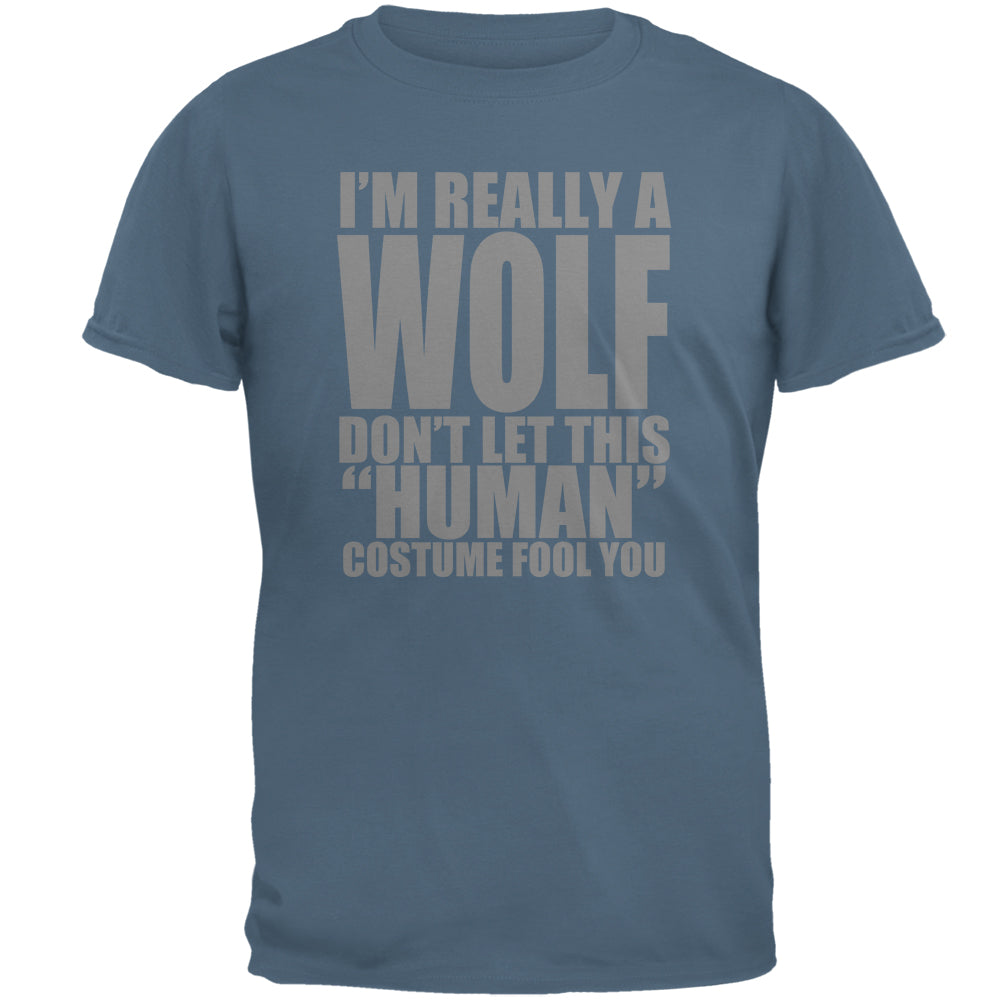 Human Wolf Costume Mens T Shirt Men's T-Shirts Old Glory 2XL Indigo Blue 