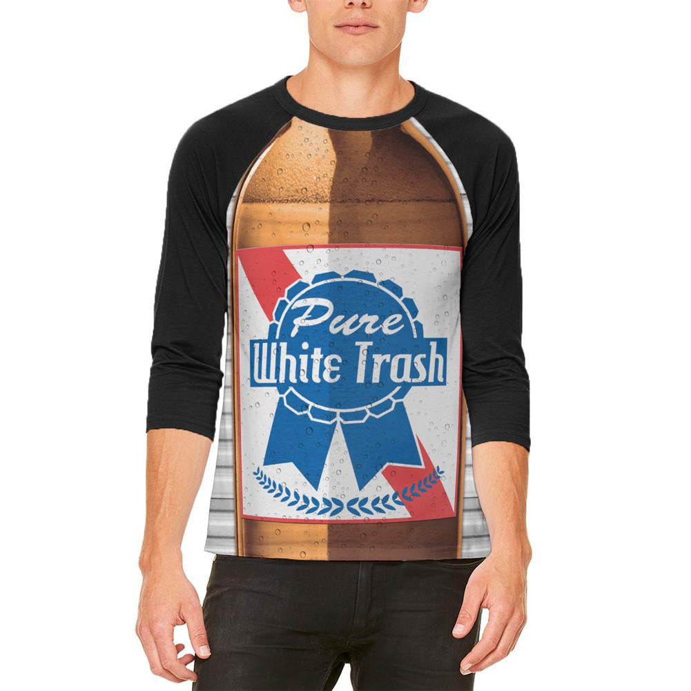 Halloween Pure White Trash Beer Costume Mens Raglan T Shirt Men's T-Shirts Old Glory MD White 