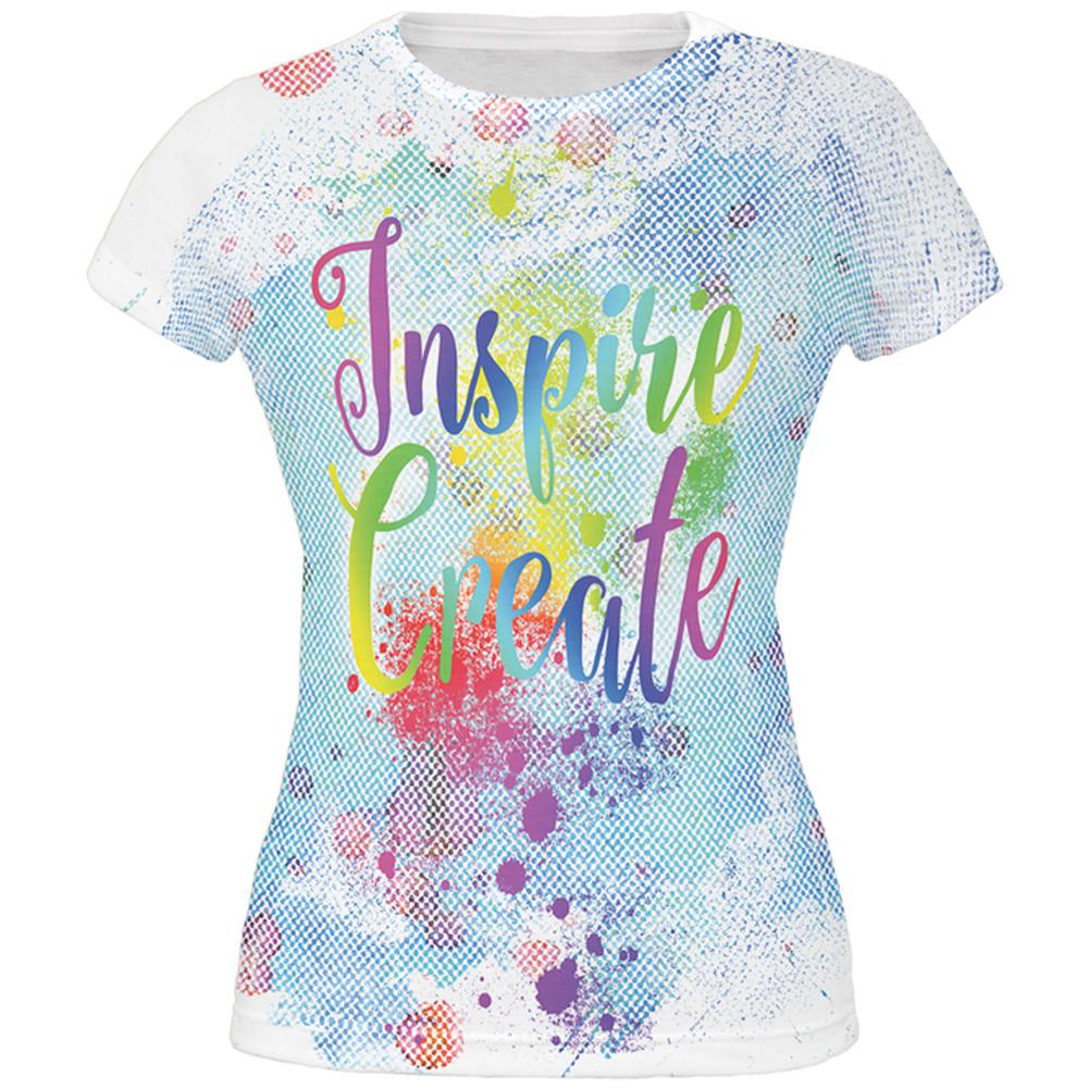 Inspire and Create Half Tone Paint Art All Over Juniors T Shirt Juniors T-Shirts Old Glory 2XL Multi 