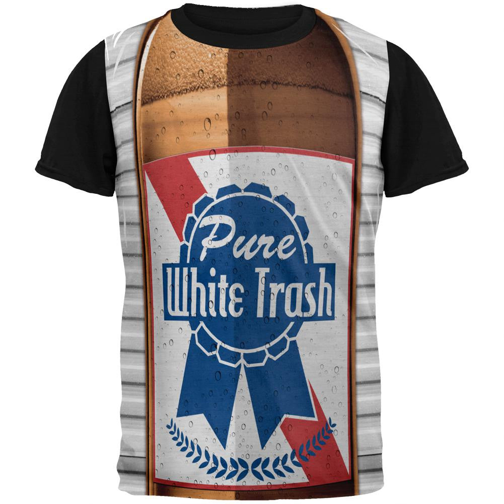 Halloween Pure White Trash Beer Costume All Over Mens Black Back T Shirt Men's T-Shirts Old Glory SM Multi 