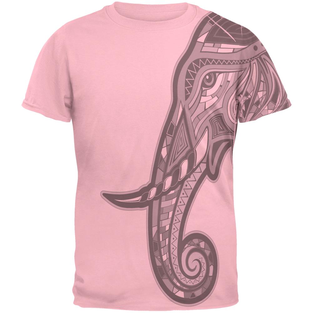 Tribal Mosaic Elephant Mens T Shirt Men's T-Shirts Old Glory LG Pink 