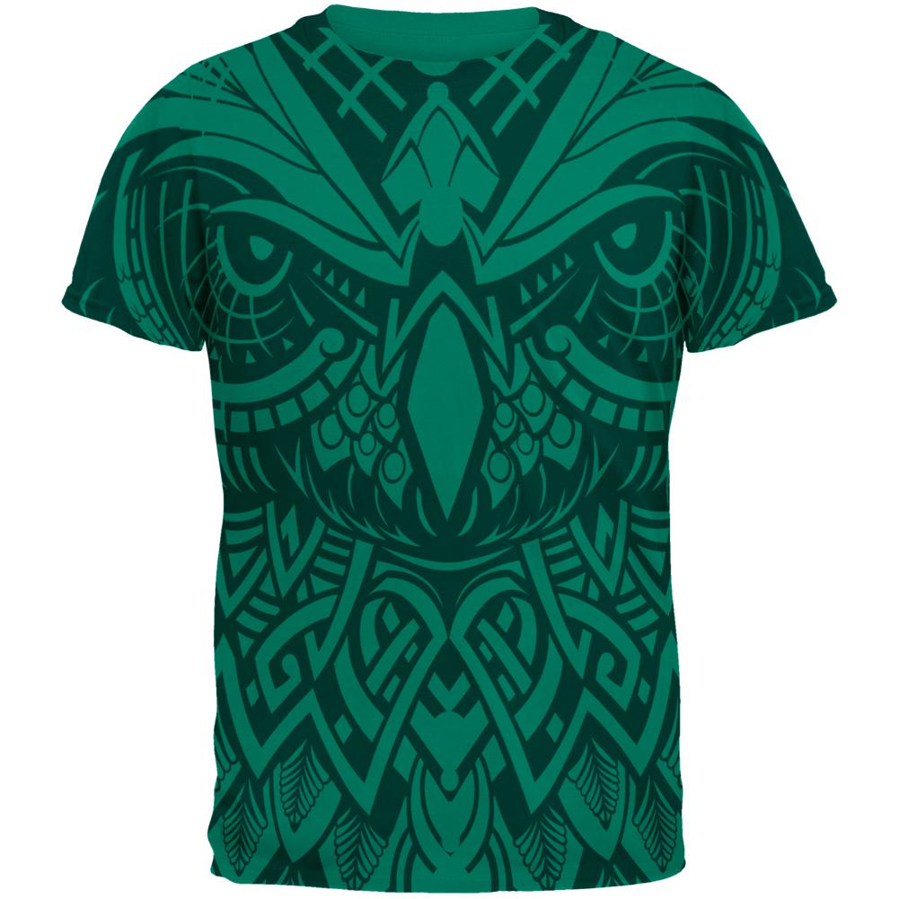 Trippy Tribal Owl Mens T Shirt Men's T-Shirts Old Glory 2XL Jade Dome 