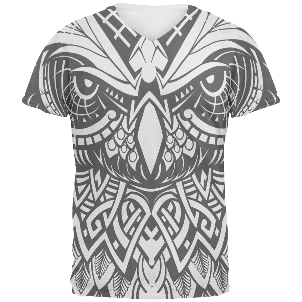 Trippy Tribal Owl Mens T Shirt Men's T-Shirts Old Glory 2XL Heather White 