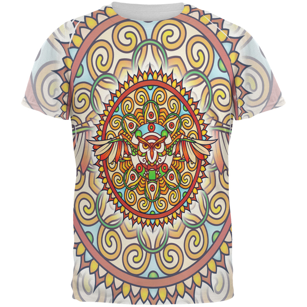 Mandala Trippy Stained Glass Owl All Over Mens T Shirt Men's T-Shirts Old Glory 2XL Multi 