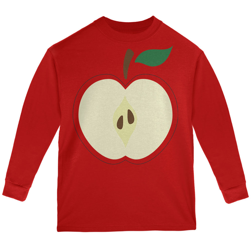 Halloween Apple Slice Costume Youth Long Sleeve T Shirt Youth Long Sleeves Old Glory YLG Red 