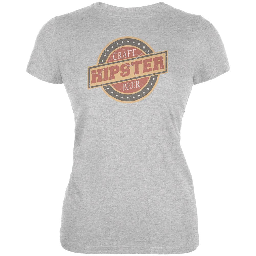 Hipster Craft Beer Funny Juniors Soft T Shirt Juniors T-Shirts Old Glory SM Grey 