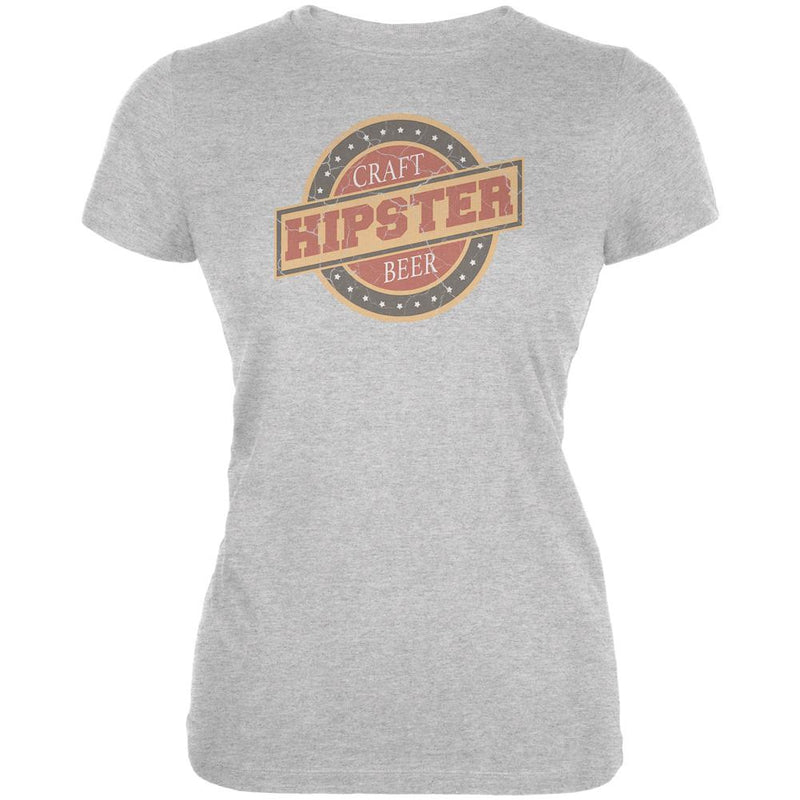 Hipster Craft Beer Funny Juniors Soft T Shirt Juniors T-Shirts Old Glory SM Grey 