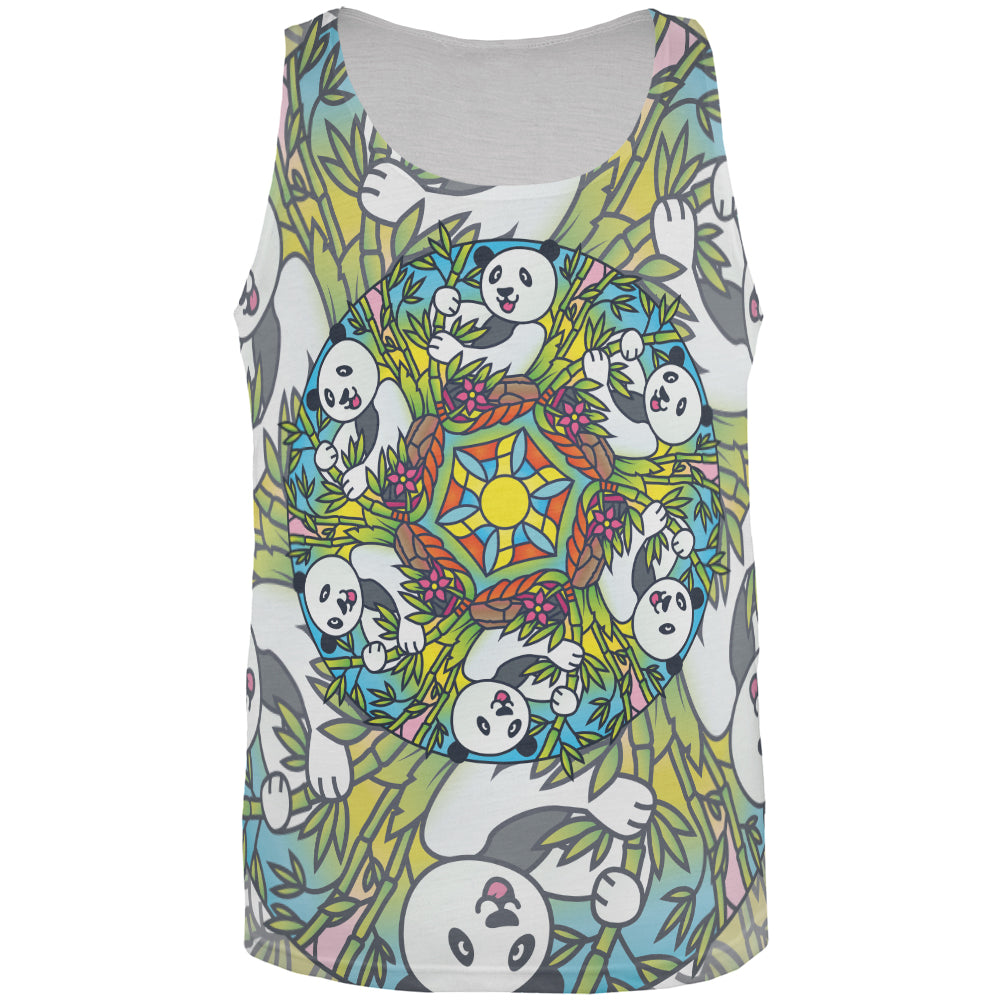 Mandala Trippy Stained Glass Panda All Over Mens Tank Top Men's Tank Tops Old Glory LG Multi 