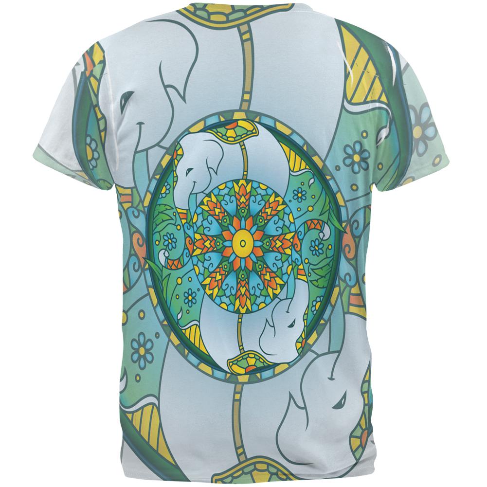 Mandala Trippy Stained Glass Elephant All Over Mens T Shirt Men's T-Shirts Old Glory   