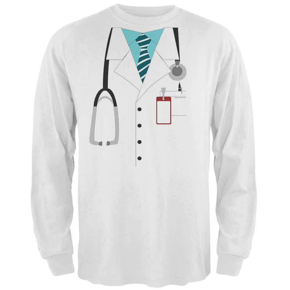 Halloween Doctor Costume Mens Long Sleeve T Shirt Men's Long Sleeves Old Glory 2XL White 