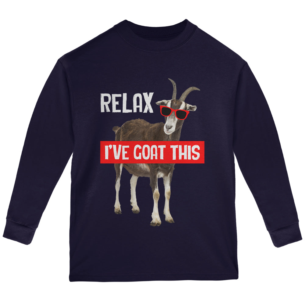 Relax I've Goat Got This Youth Long Sleeve T Shirt Youth Long Sleeves Old Glory YLG Navy 