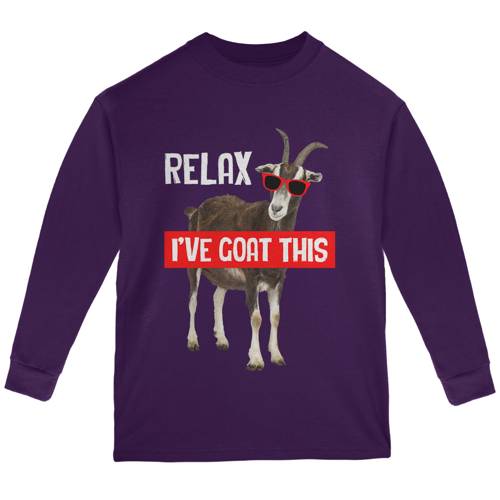 Relax I've Goat Got This Youth Long Sleeve T Shirt Youth Long Sleeves Old Glory YLG Purple 