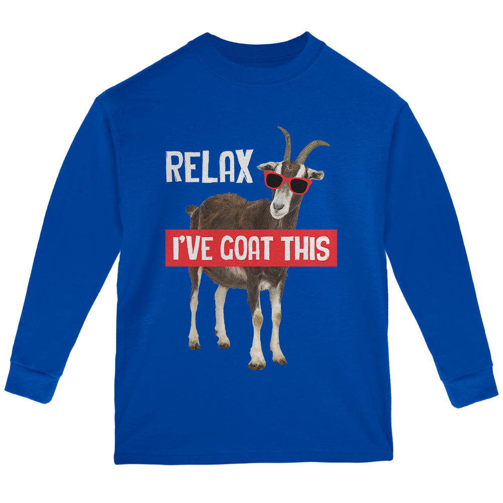 Relax I've Goat Got This Youth Long Sleeve T Shirt Youth Long Sleeves Old Glory YLG Blue 