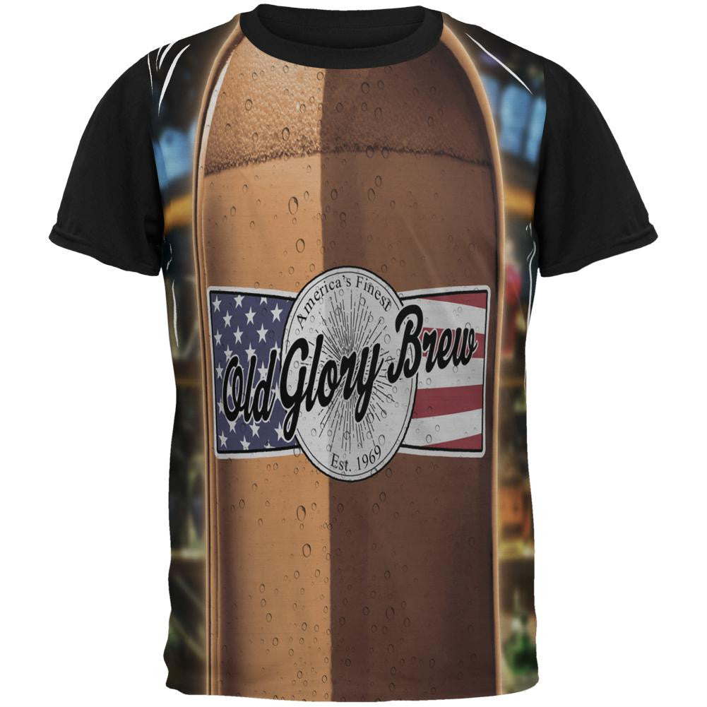 Halloween Old Glory Brew Beer Bottle Costume All Over Mens Black Back T Shirt Men's T-Shirts Old Glory SM Multi 