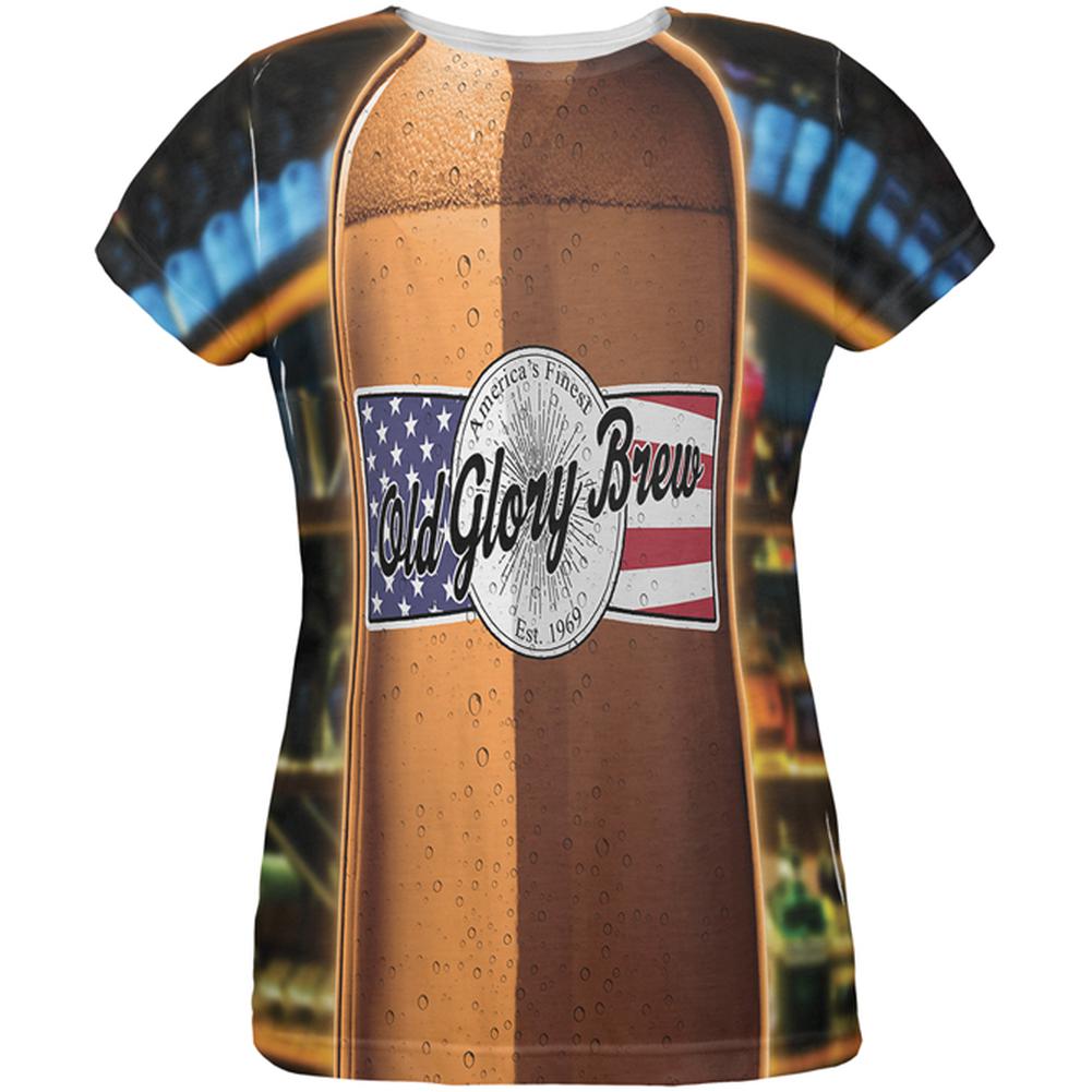 Halloween Old Glory Brew Beer Bottle Costume All Over Womens T Shirt Women's T-Shirts Old Glory SM Multi 