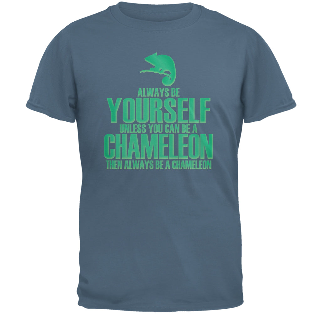 Always Be Yourself Chameleon Forest Green Adult T-Shirt Men's T-Shirts Old Glory 2XL Indigo Blue 