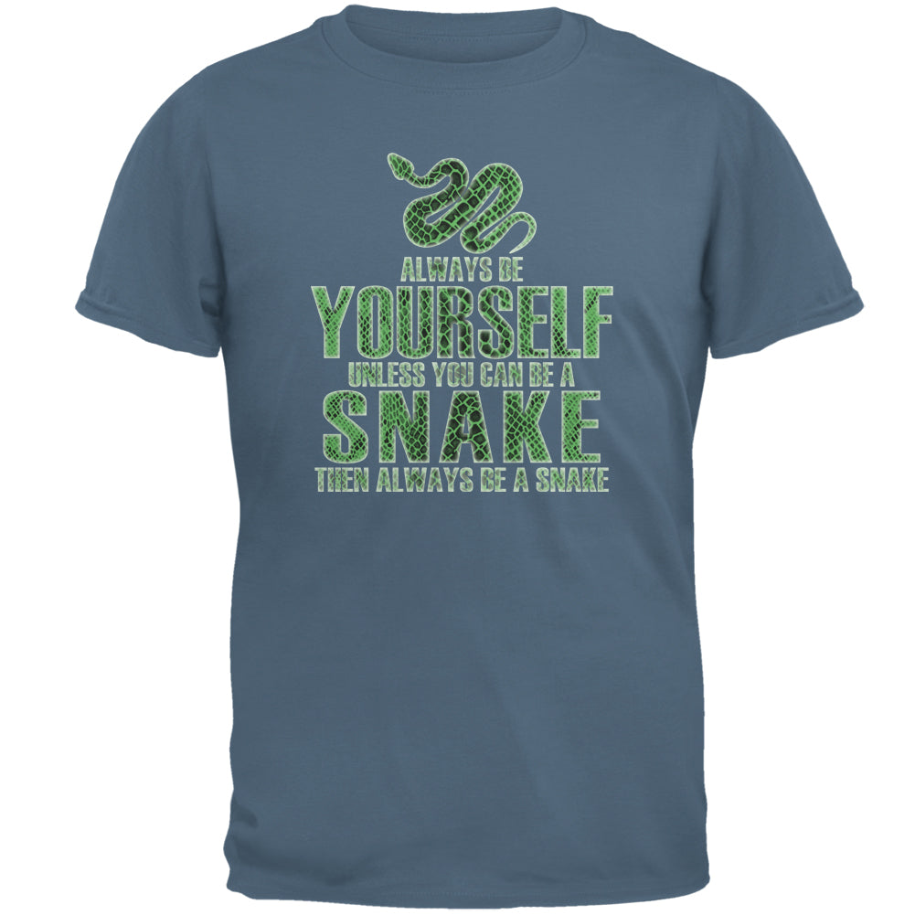 Always Be Yourself Snake Forest Green Adult T-Shirt Men's T-Shirts Old Glory 2XL Indigo Blue 