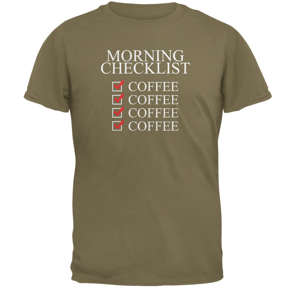 Morning Checklist Coffee Funny Mens T Shirt Men's T-Shirts Old Glory 2XL Prairie Dust 