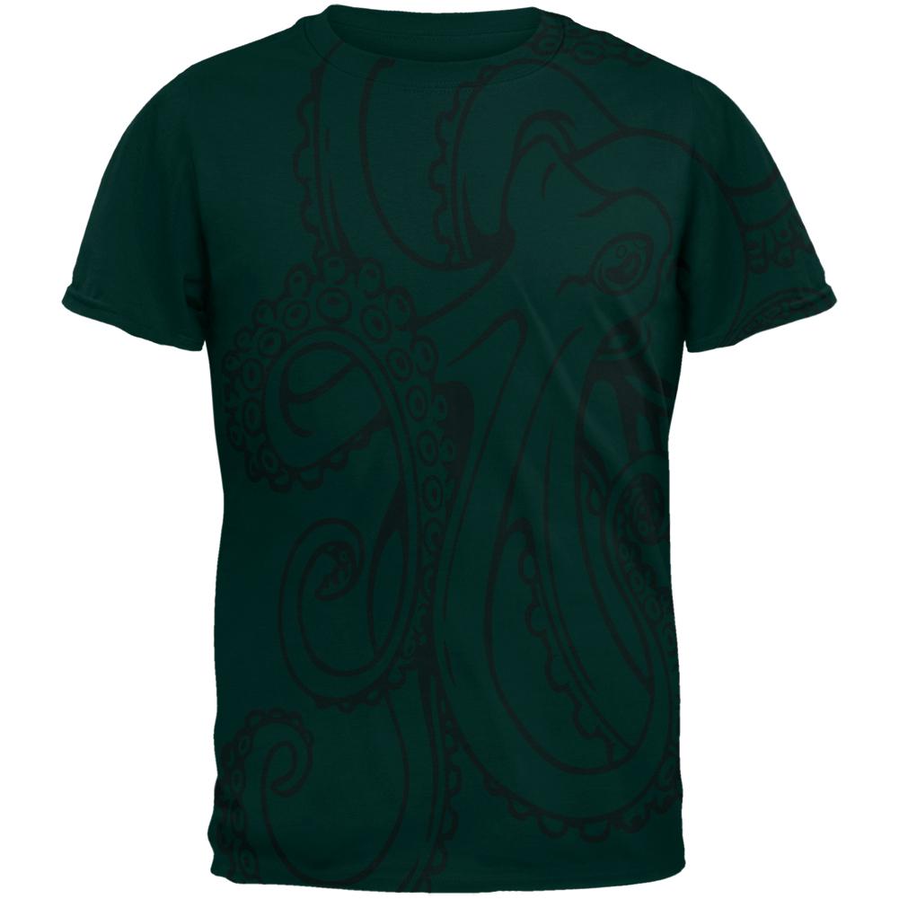 Octopus Outline Mens T Shirt Men's T-Shirts Old Glory 2XL Forest Green 