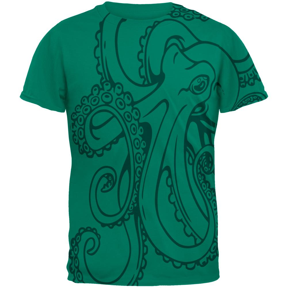 Octopus Outline Mens T Shirt Men's T-Shirts Old Glory 2XL Jade Dome 