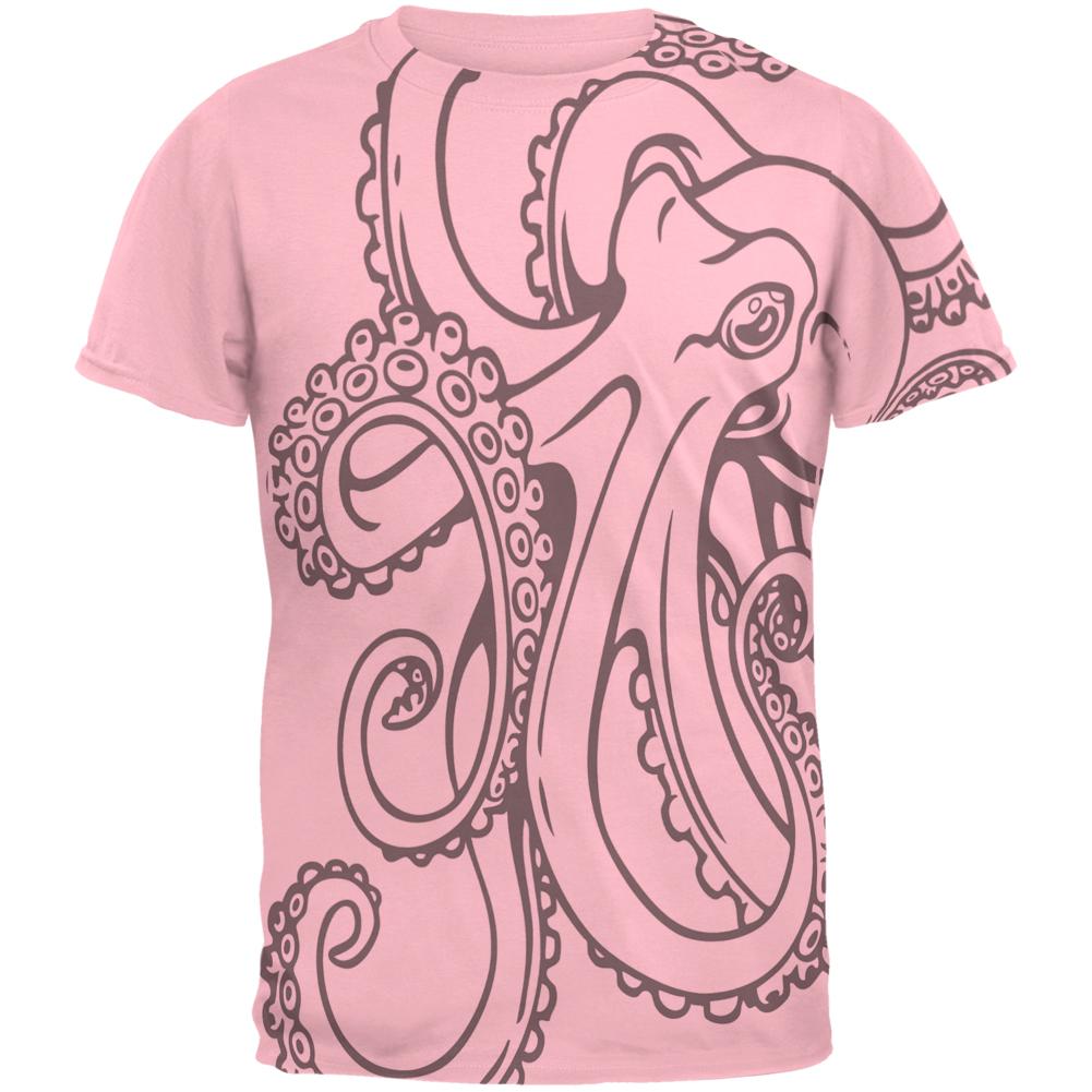 Octopus Outline Mens T Shirt Men's T-Shirts Old Glory LG Pink 