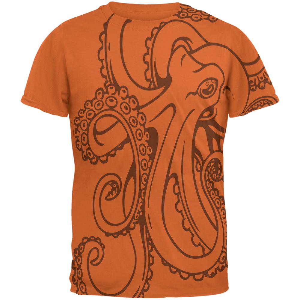 Octopus Outline Mens T Shirt Men's T-Shirts Old Glory 2XL Texas Orange 