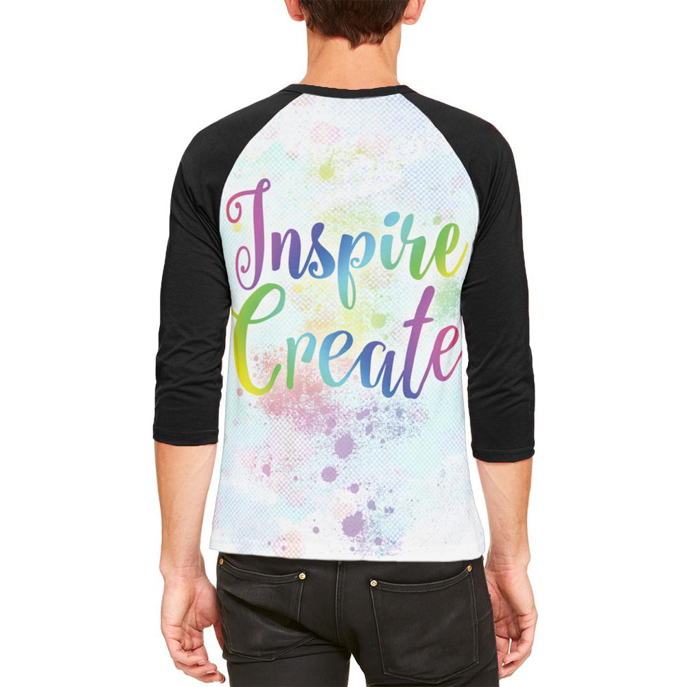 Inspire and Create Pastel Half Tone Art Mens Raglan T Shirt Men's Raglans Old Glory   