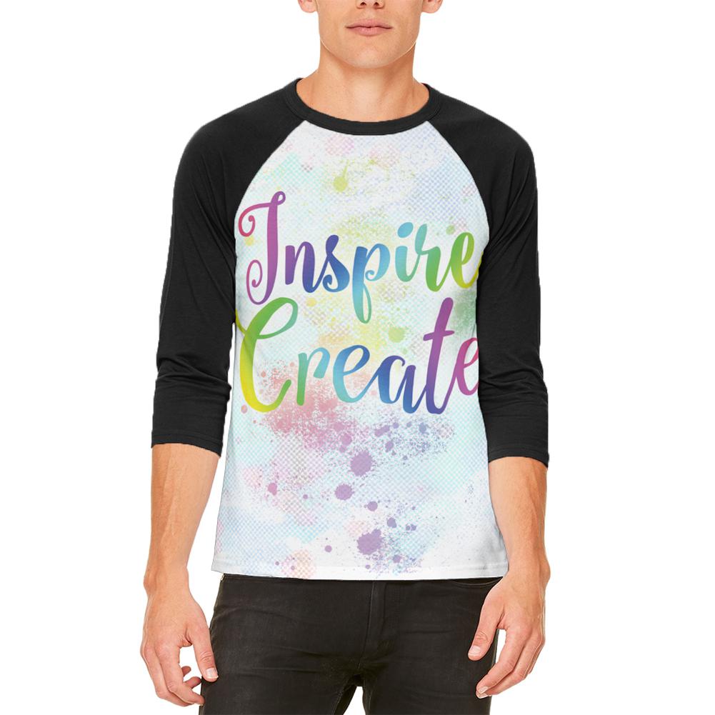 Inspire and Create Pastel Half Tone Art Mens Raglan T Shirt Men's Raglans Old Glory 2XL White 