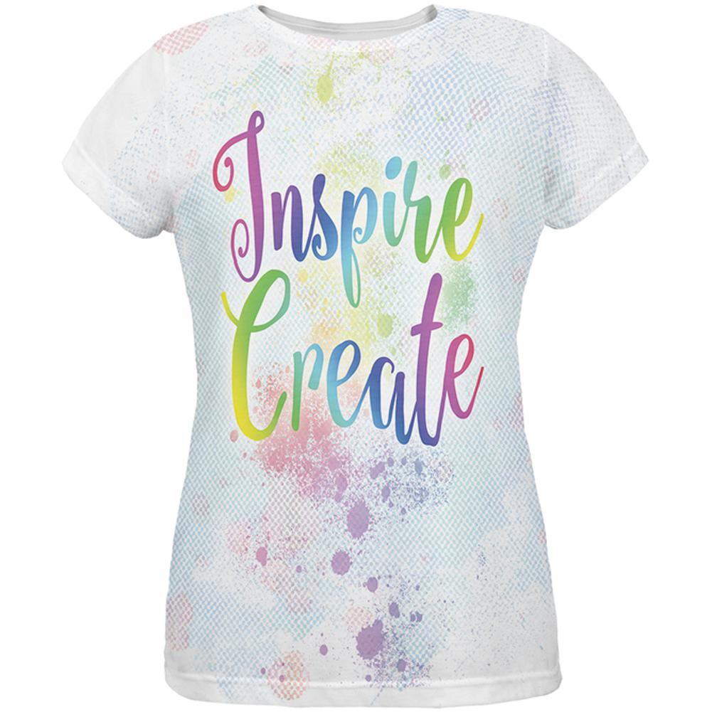 Inspire and Create Pastel Half Tone Art All Over Womens T Shirt Women's T-Shirts Old Glory LG Multi 