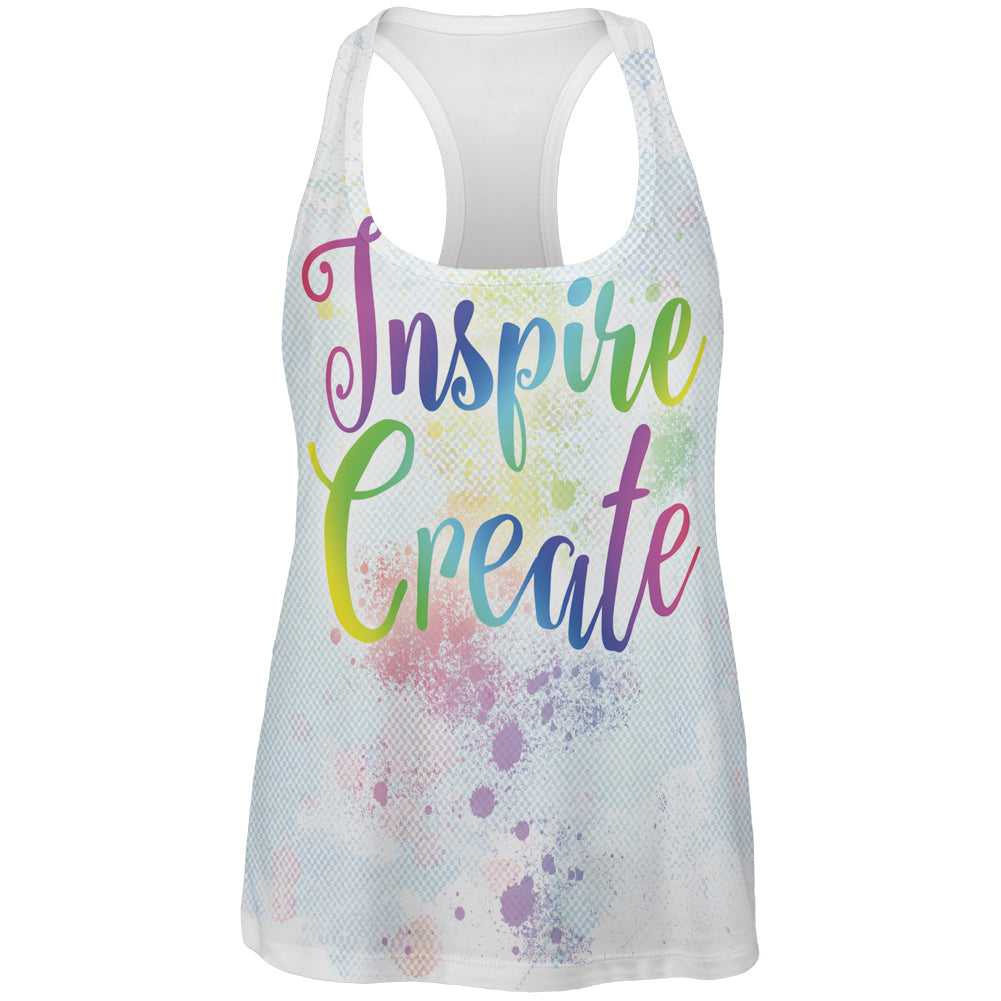 Inspire and Create Pastel Half Tone Art All Over Womens Work Out Tank Top Women's Tank Tops Old Glory LG Multi 