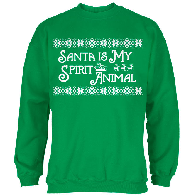 Santa is My Spirit Animal Mens Sweatshirt Men's Sweatshirts Old Glory 2XL Green 