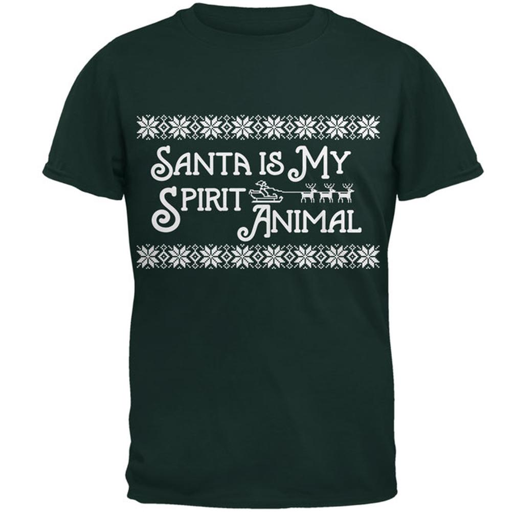 Santa is My Spirit Animal Mens T Shirt Men's T-Shirts Old Glory 2XL Forest Green 