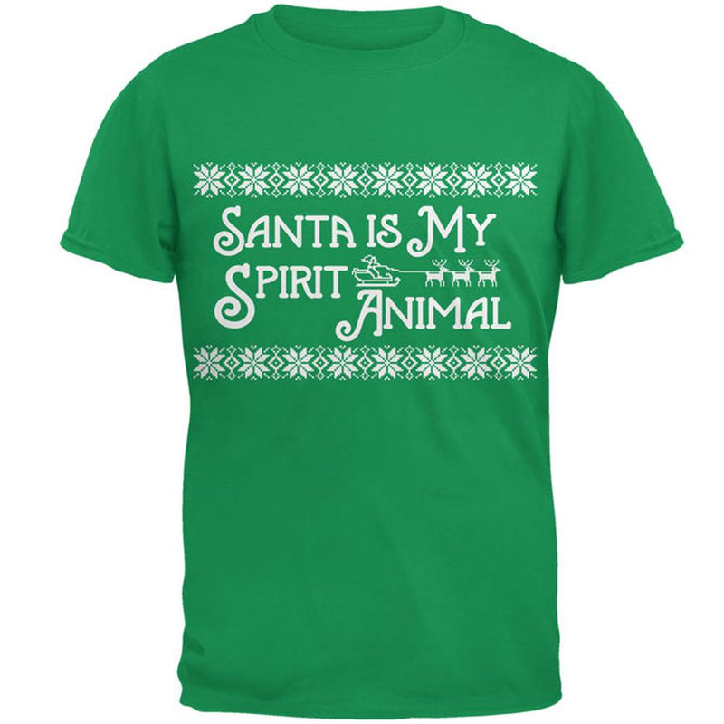 Santa is My Spirit Animal Mens T Shirt Men's T-Shirts Old Glory 2XL Irish Green 